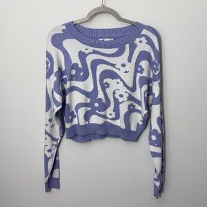 🆕 Hollister Floral Lavender Knit Sweater Cropped Top Sz. M
